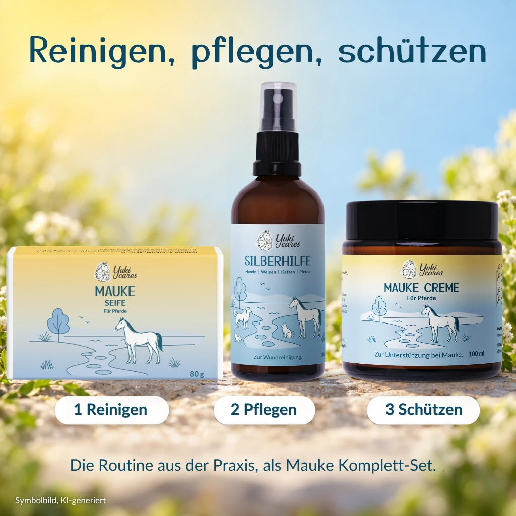 Mauke Komplett-Set mit Maukeseife, Silberhilfe und Maukecreme