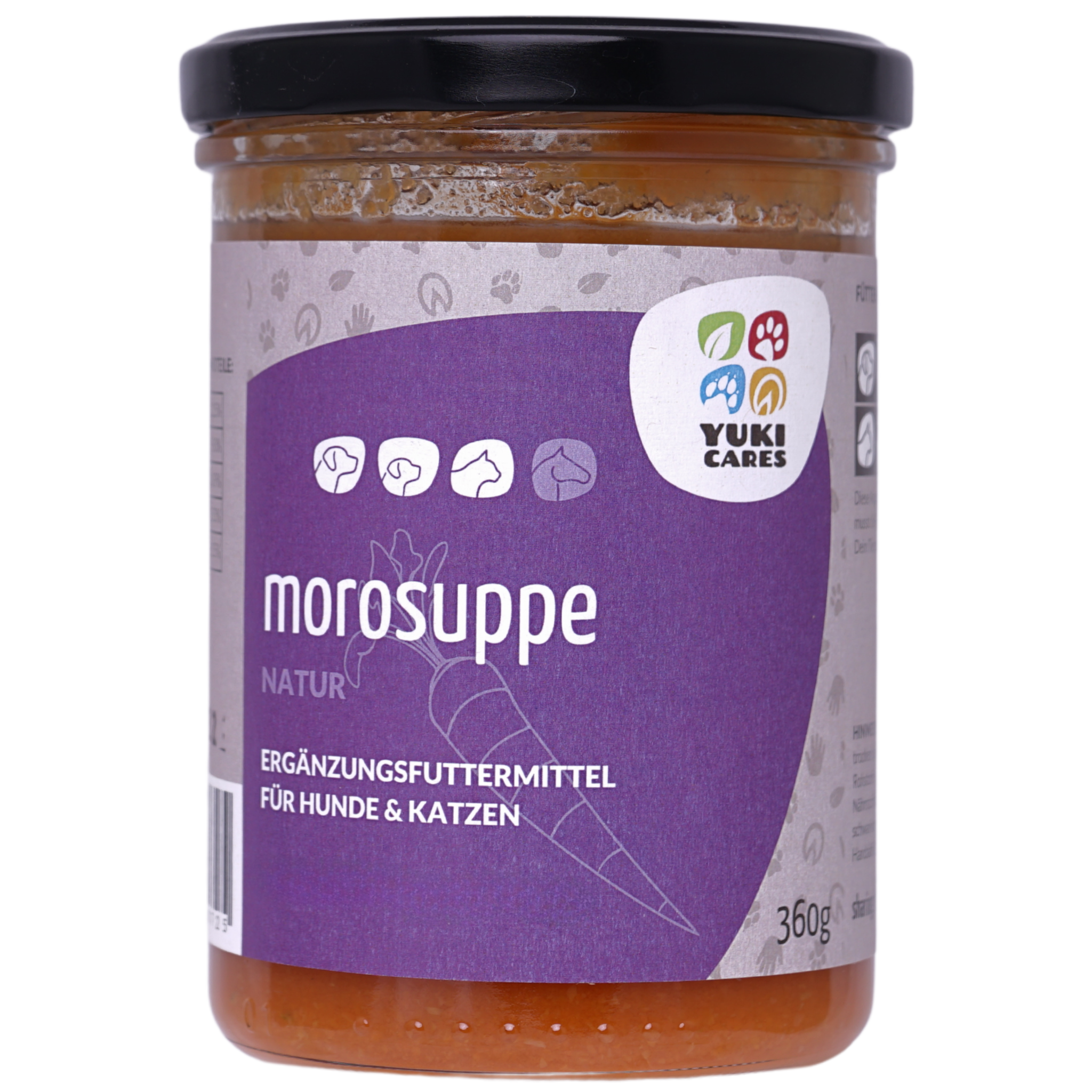 Morosuppe mit Etikett im Schraubglas mit schwarzem Deckel