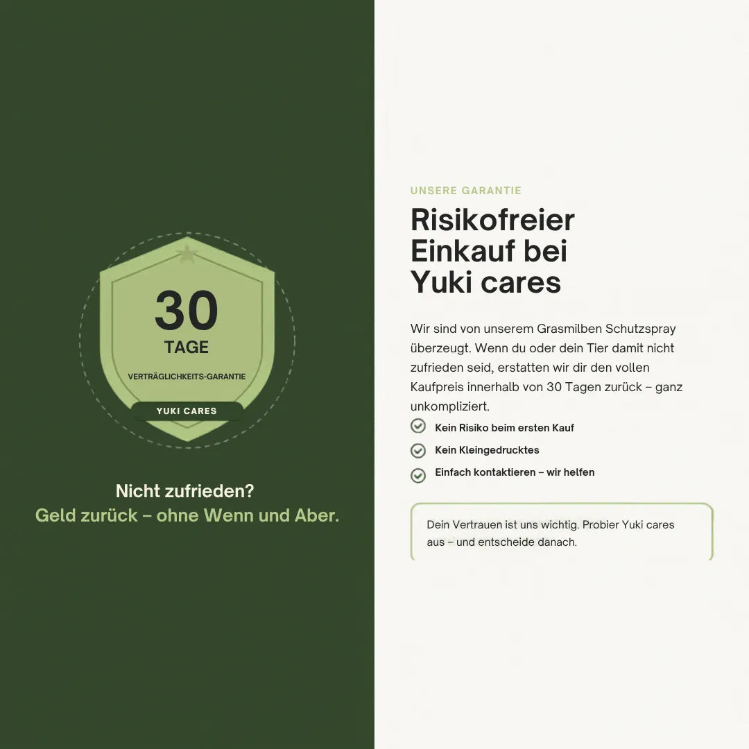 Risikoloser Einkauf und 30-Tage-Geld-zurück-Garantie von Yuki cares für alle Produkte. | © Yuki cares